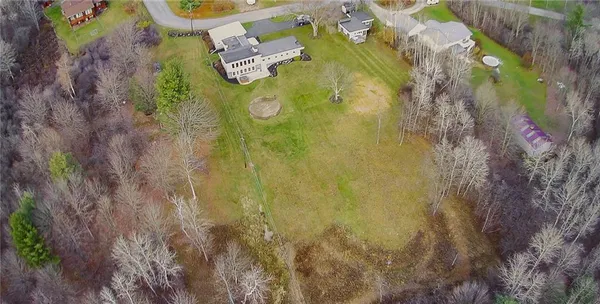 a view of a grassy field with trees