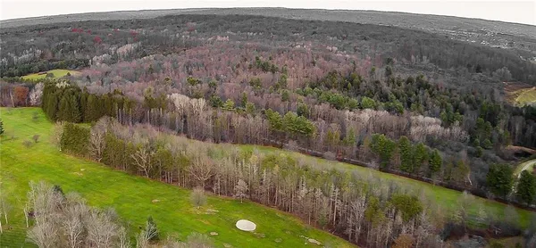 an aerial view of a house with swimming pool