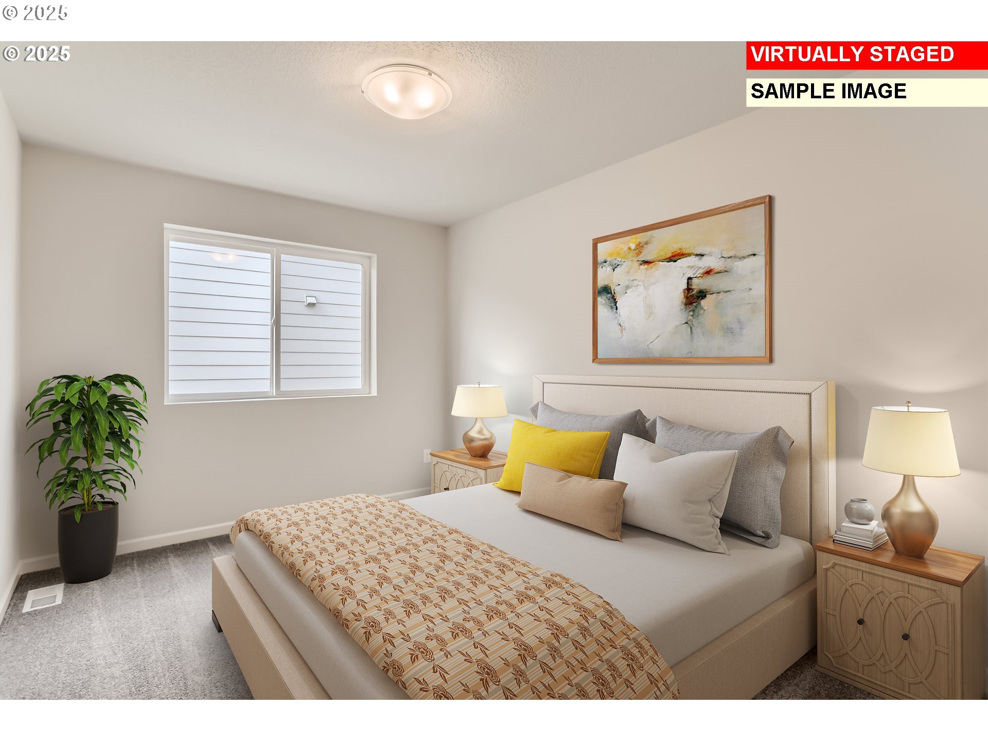 2642 Mount St Helens Avenue Southeast Salem, OR 97302 - Photo 13 of 19 a bedroom with a bed and a potted plant