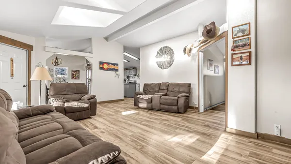 a living room with furniture