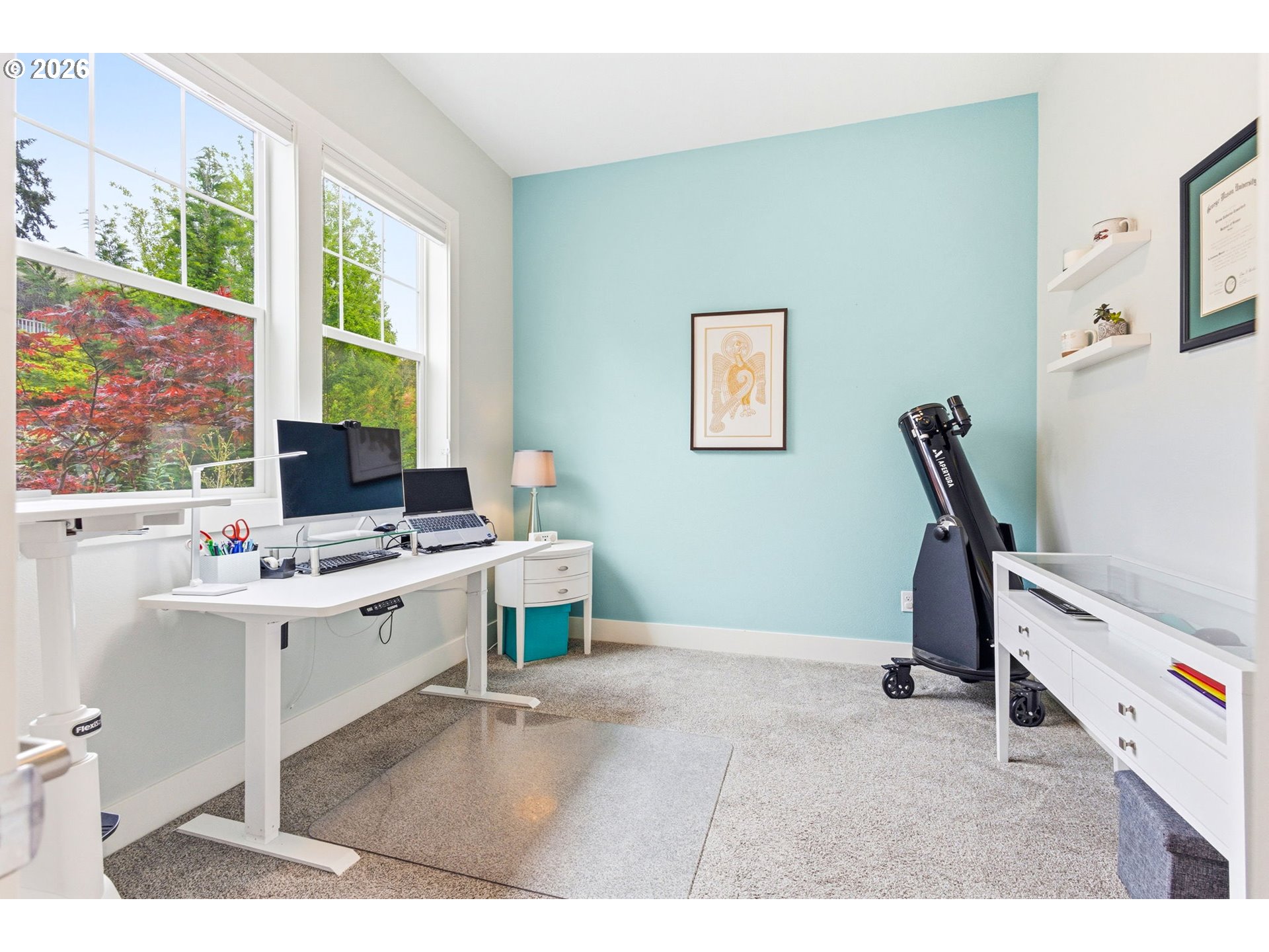 1372 Overview Street Northwest Salem, OR 97304 - Photo 17 of 45 a view of a workspace with furniture and a window