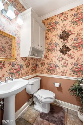 a bathroom with a toilet and a sink