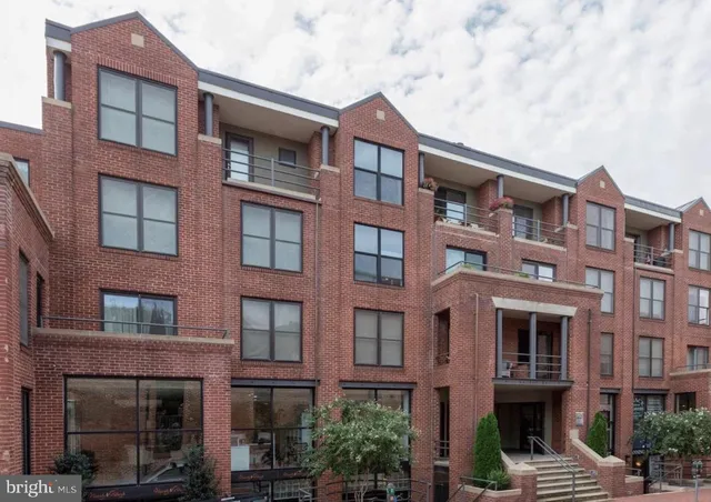 a front view of a multi story building