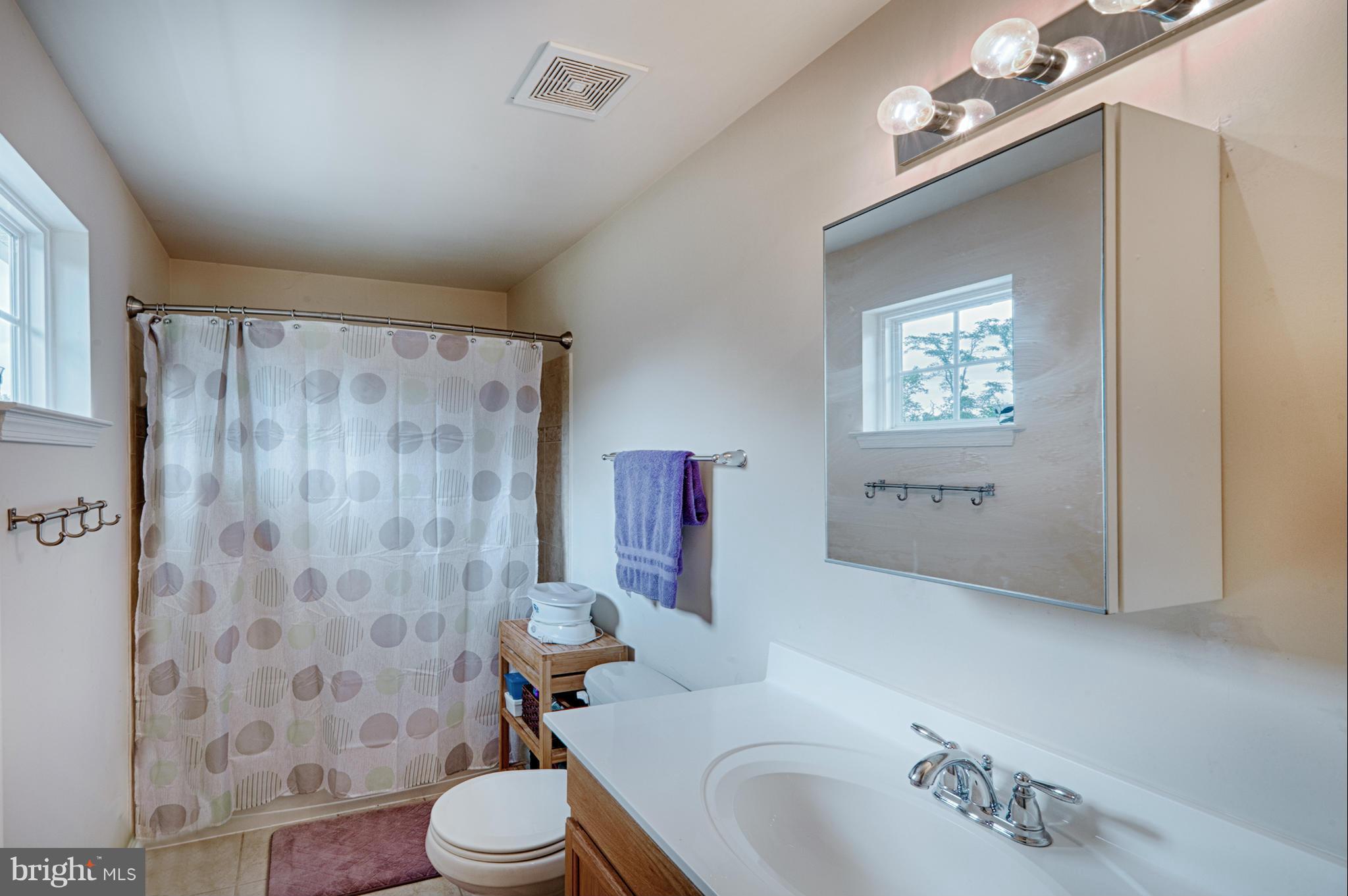 59 Haverhill Road Joppa, MD 21085 - Photo 15 of 28 a bathroom with a sink a toilet and shower curtain