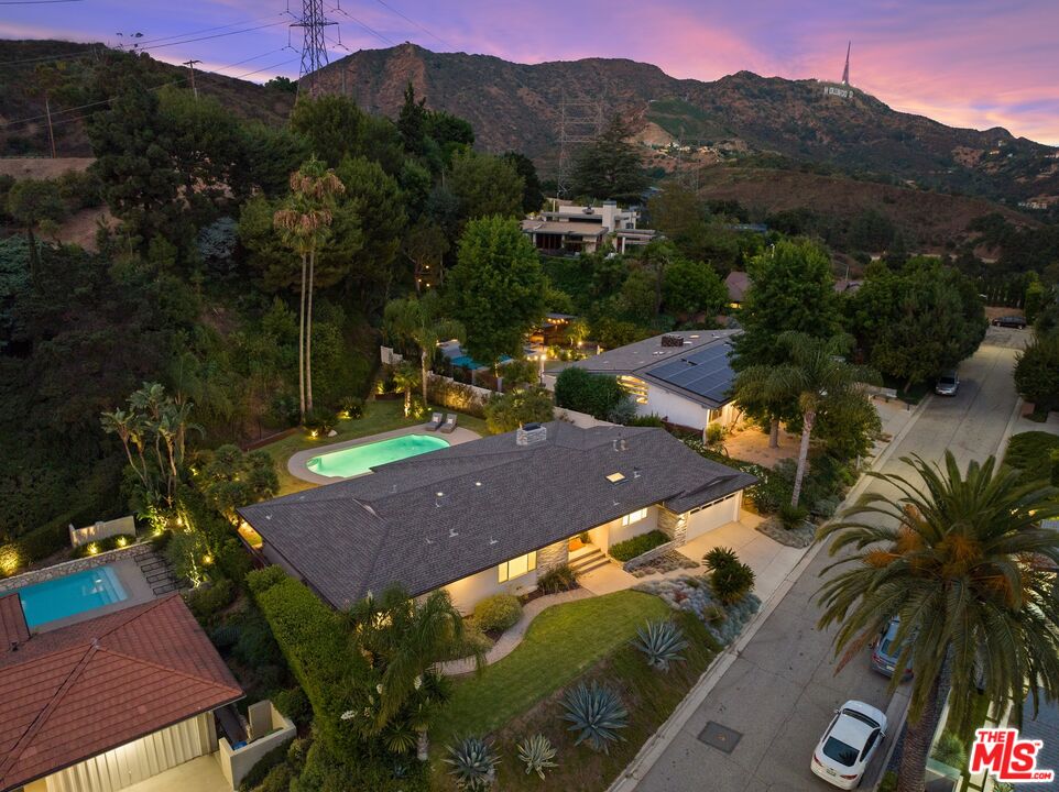6523 Lakeridge Road Los Angeles, CA 90068 - Photo 25 of 28 an aerial view of a house with mountain view