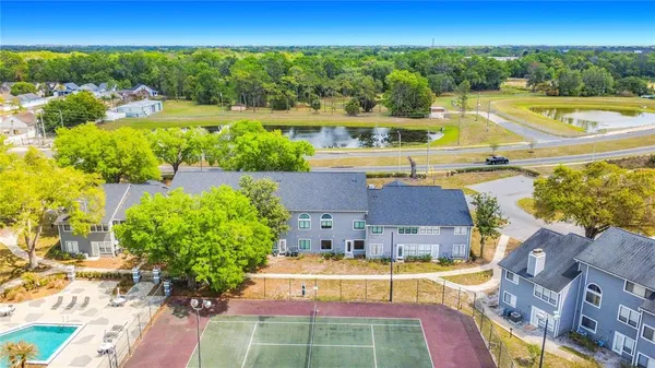 an aerial view of a house