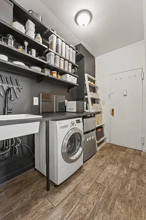 a view of a street with wooden stairs