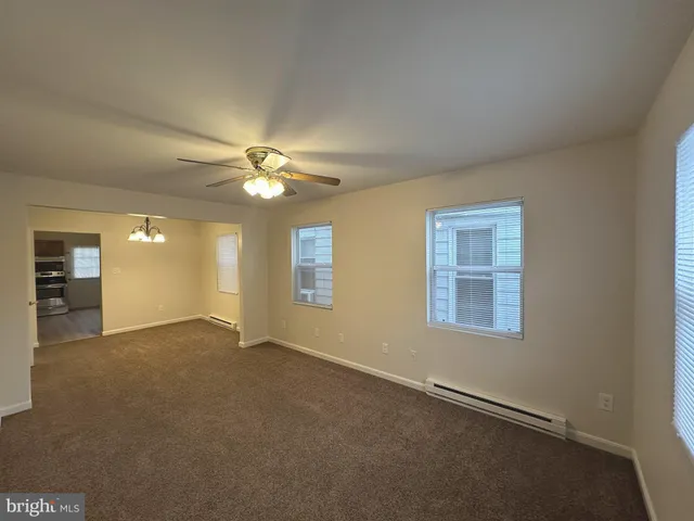 a view of a ceiling fan and a chandelier fan