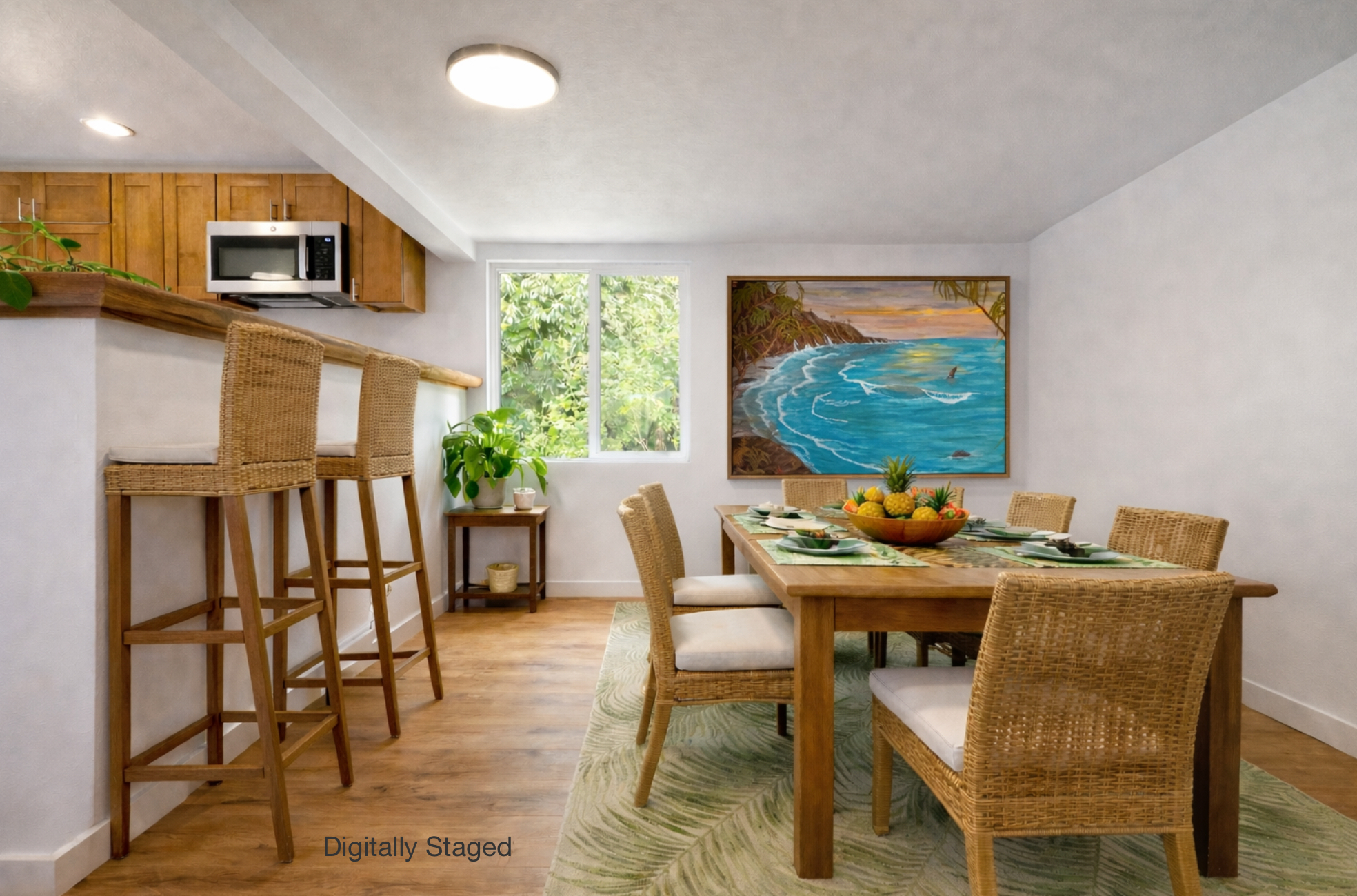 82-6136 D Road, Unit B Captain Cook, HI 96704 - Photo 11 of 30 a view of a dining room with furniture a rug and wooden floor