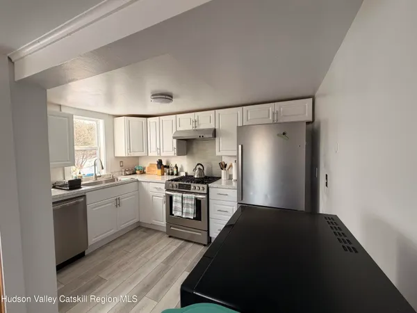 a kitchen with a sink a stove and refrigerator