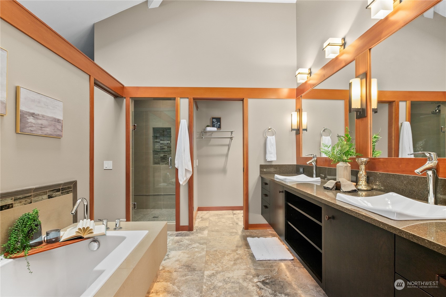 629 Fieldston Road Bellingham, WA 98225 - Photo 26 of 40 a large white kitchen with a large window and stainless steel appliances