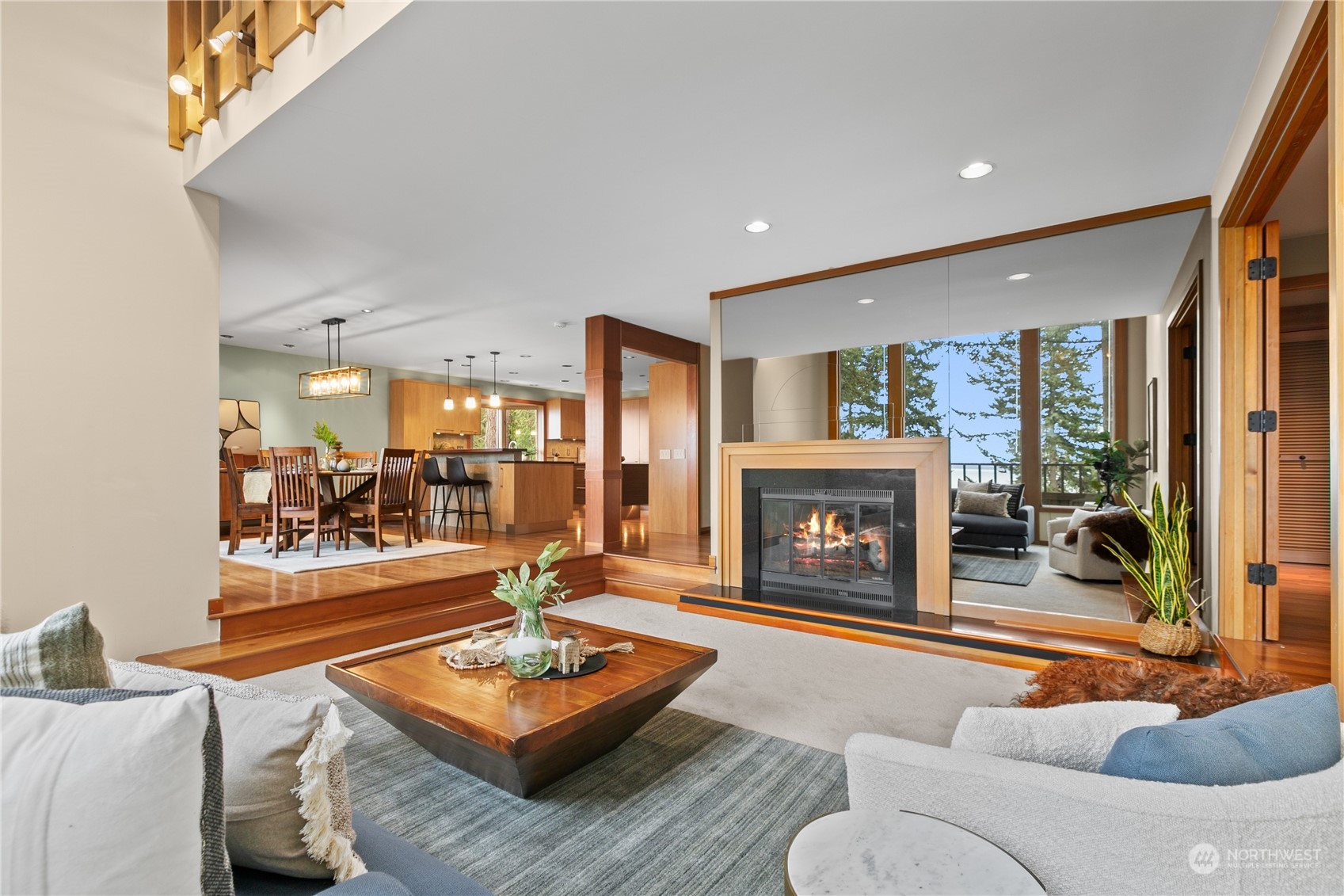 629 Fieldston Road Bellingham, WA 98225 - Photo 6 of 40 a living room with fireplace furniture and a large window