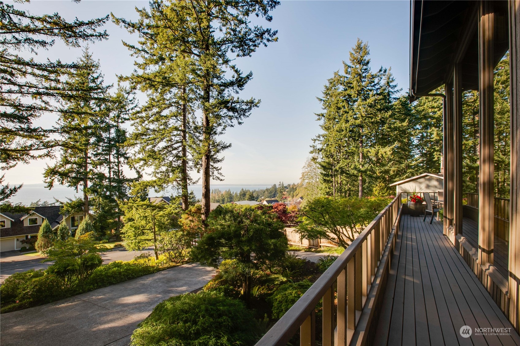 629 Fieldston Road Bellingham, WA 98225 - Photo 10 of 40 a view of a balcony with wooden floor and fence