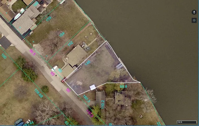 an aerial view of a house