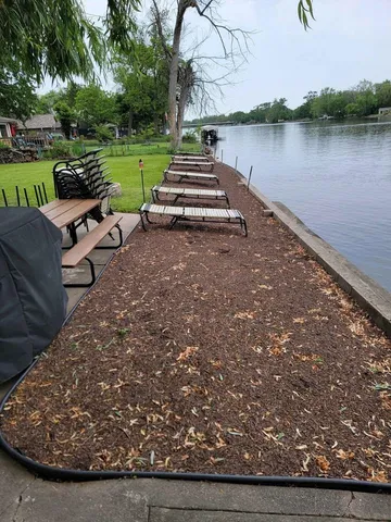 a view of a lake with outdoor space