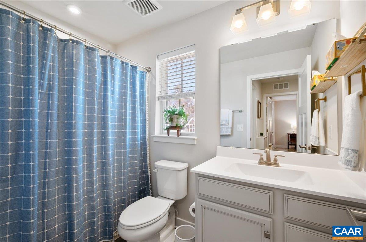 832 Swede Street Charlottesville, VA 22901 - Photo 33 of 57 a bathroom with a sink a toilet a mirror and shower curtain