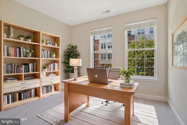 an empty room with windows