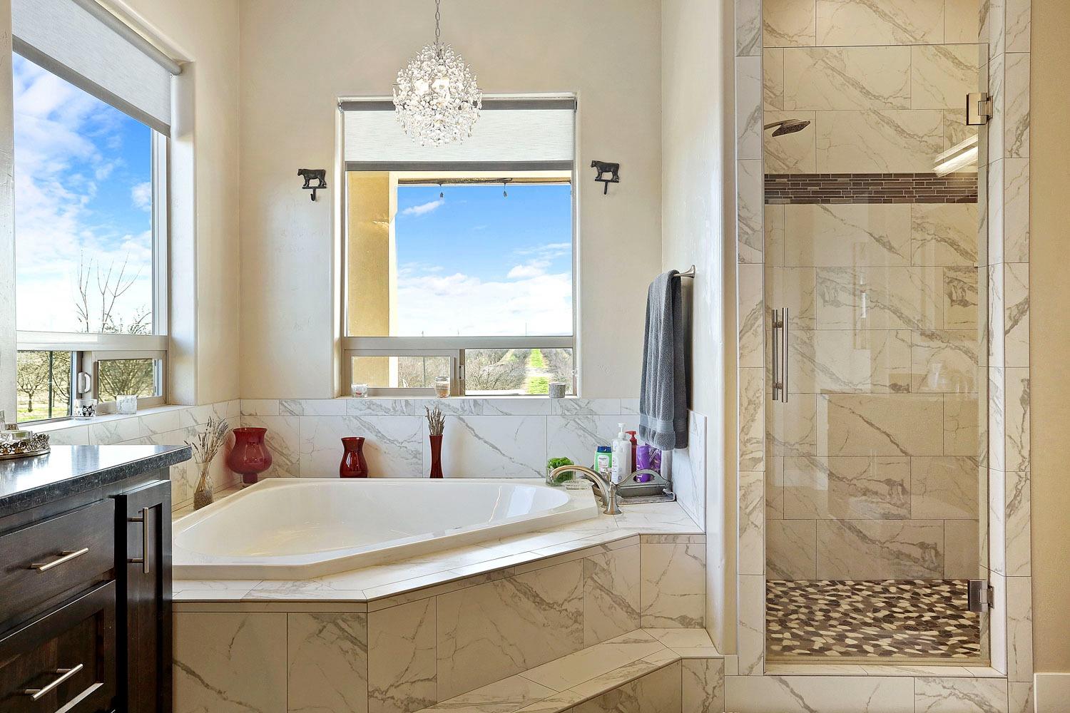 10393 Bradbury Road Ballico, CA 95303 - Photo 32 of 85 a bathroom with a tub sink and mirror