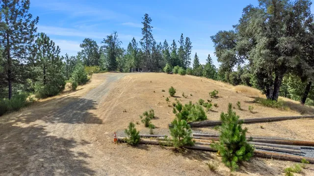 a view of a backyard of the house