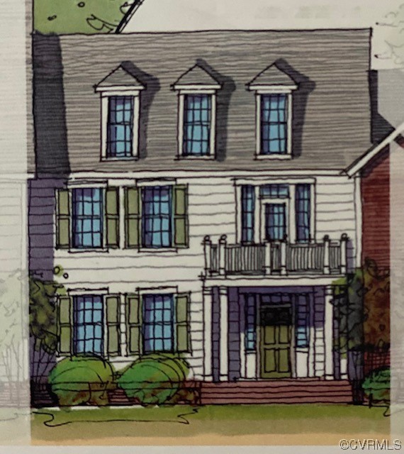 a view of a brick building with windows