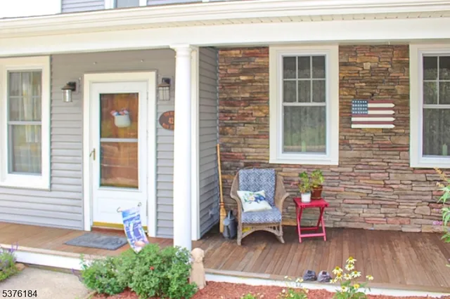 a front view of a house with patio