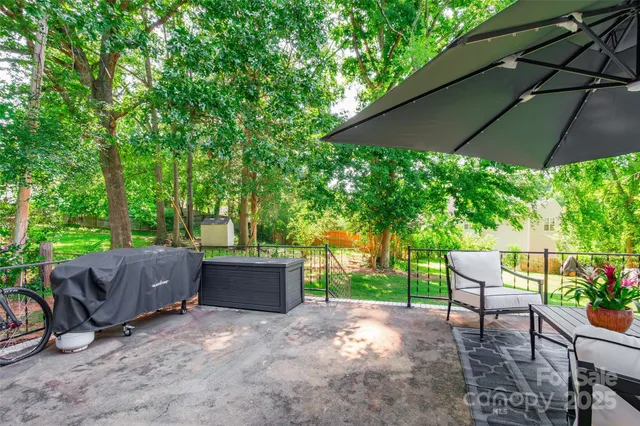 a view of backyard and patio