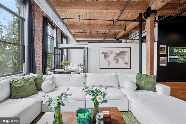 a living room with furniture