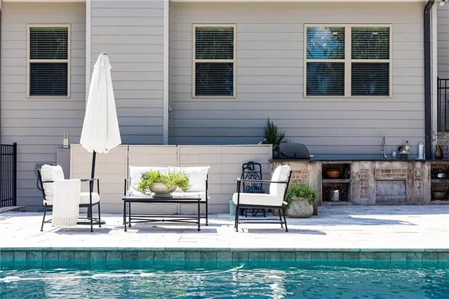 front view of house with outdoor seating space