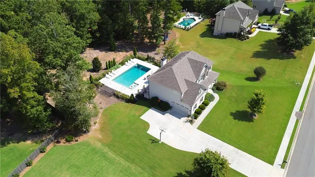 an aerial view of a house