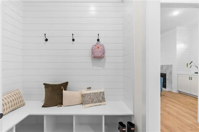 a bathroom with a bathtub