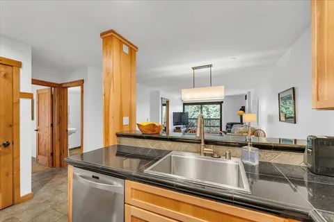 a view of a kitchen counter top space