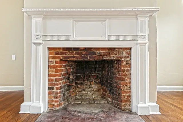 a closeup of a fireplace