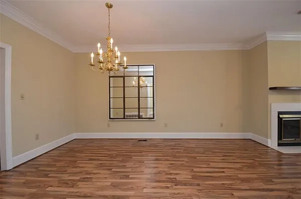 a view of a chandelier in a room