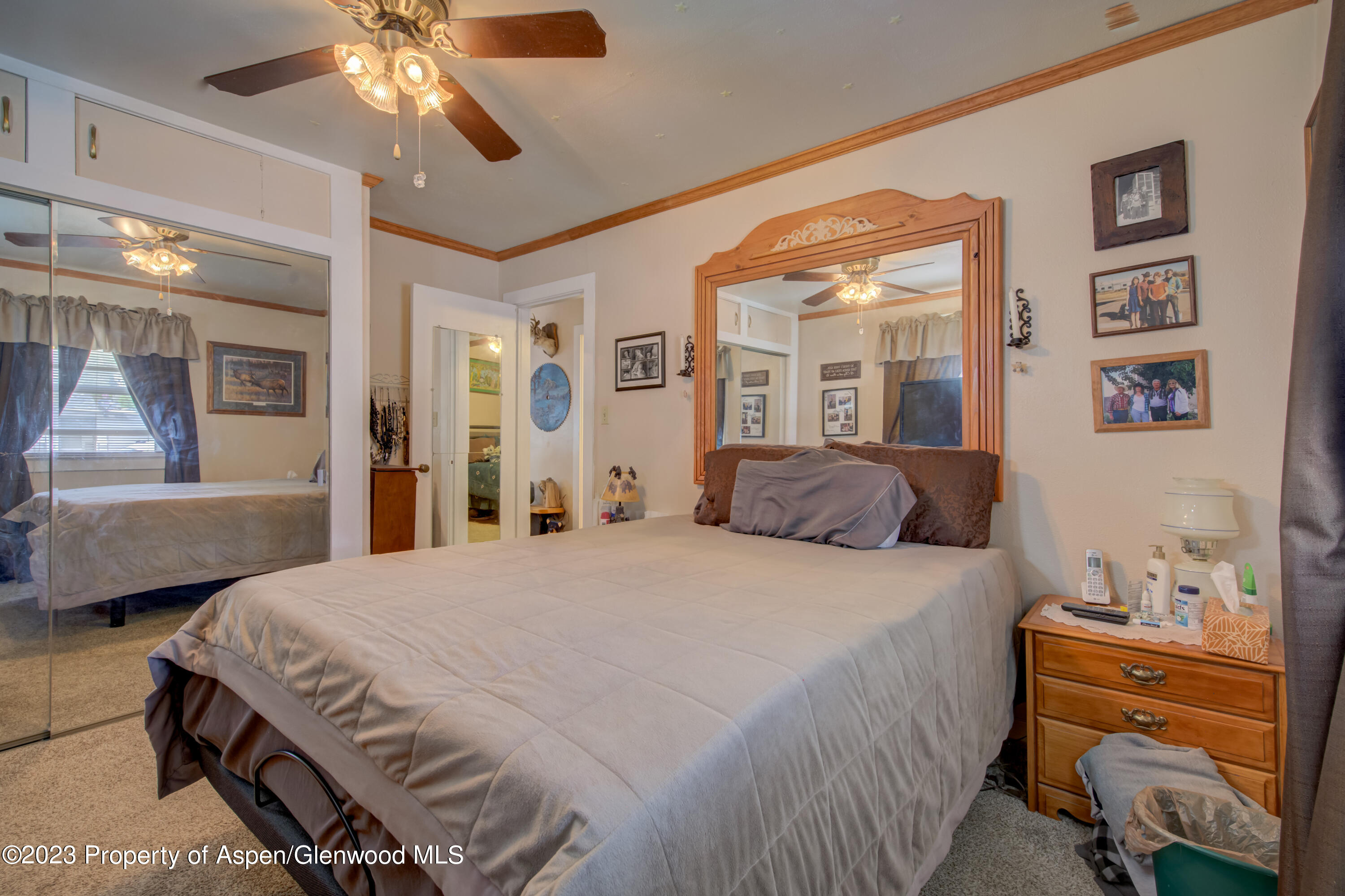 690 Pershing Street Craig, CO 81625 - Photo 39 of 72 a bedroom with a bed and ceiling fan