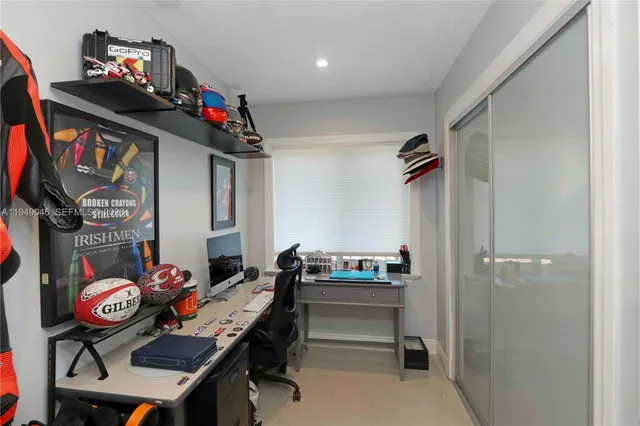 a view of a dining room with furniture and toys