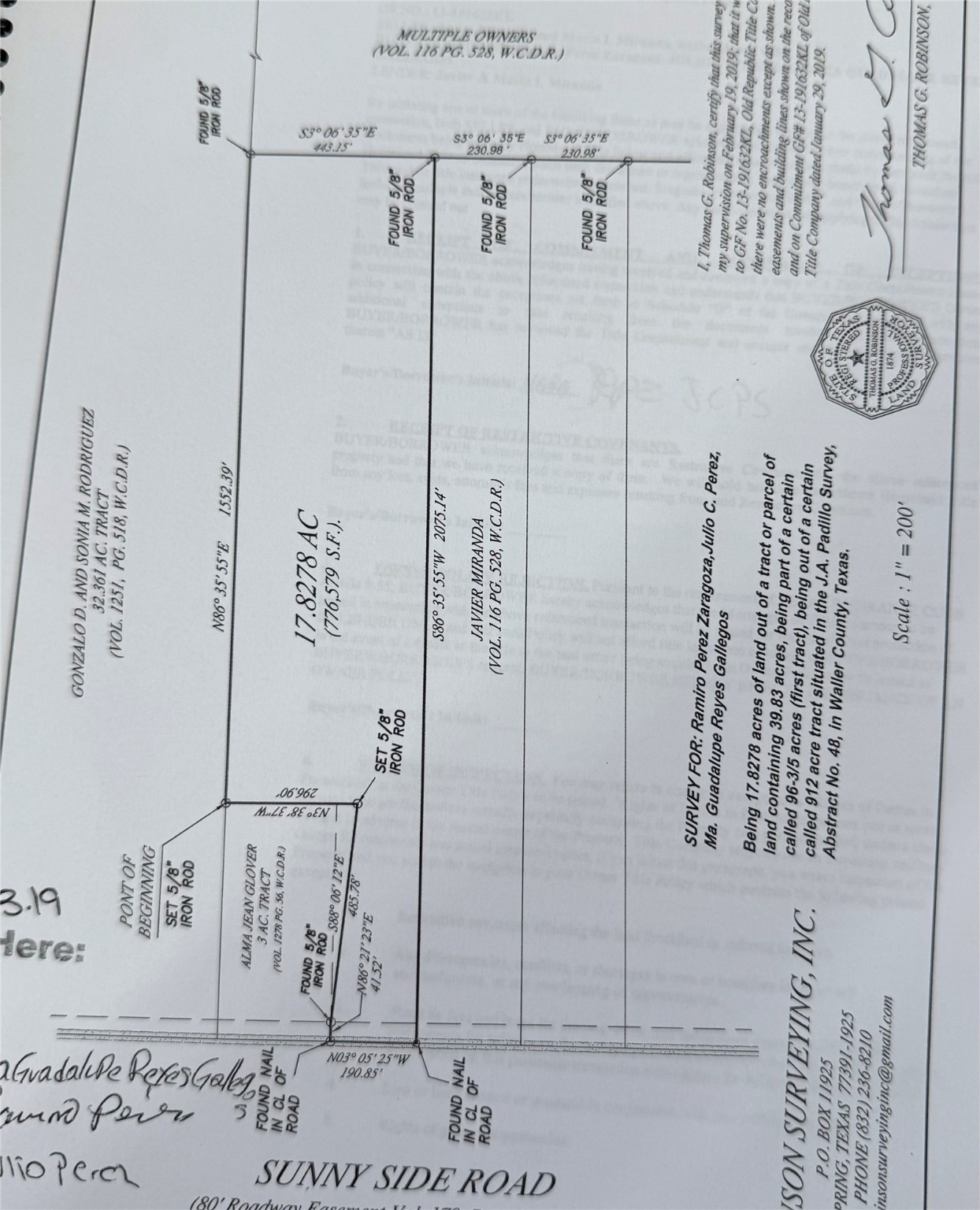 8570 Sunny Side Road Brookshire, TX 77423 - Photo 35 of 37 Previous survey that shows the land without the house construction