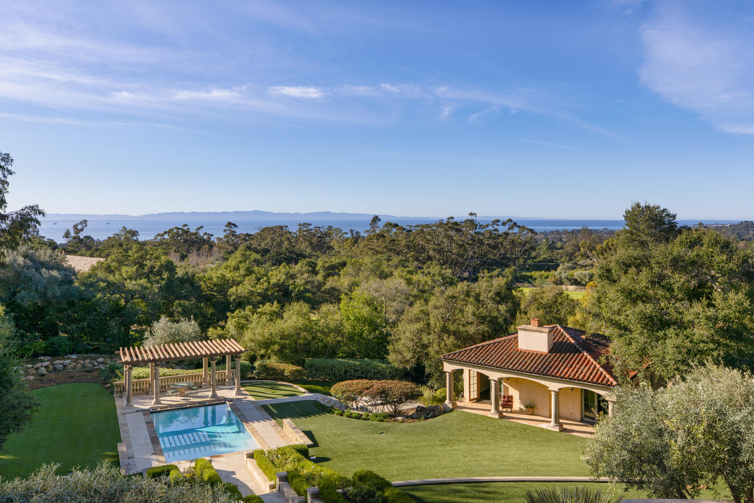 an aerial view of a house