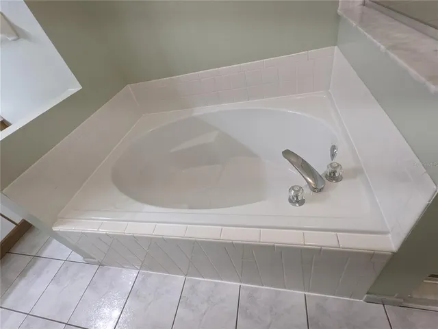 a bathroom with a bathtub