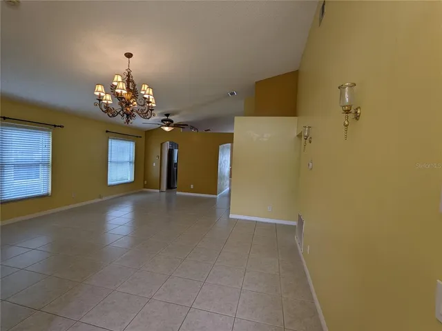 a view of a livingroom with a chandelier
