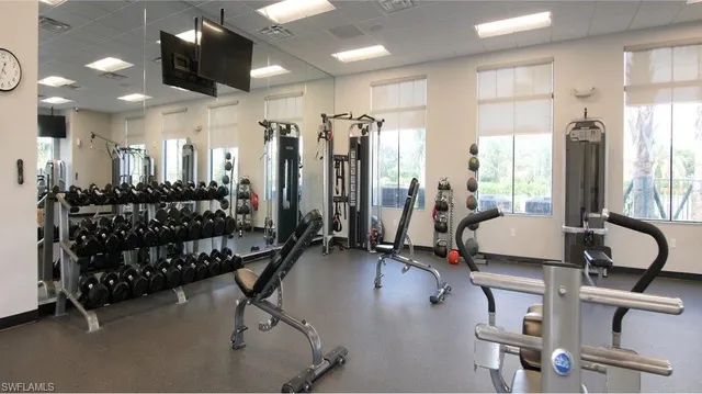 a view of a room with gym equipment