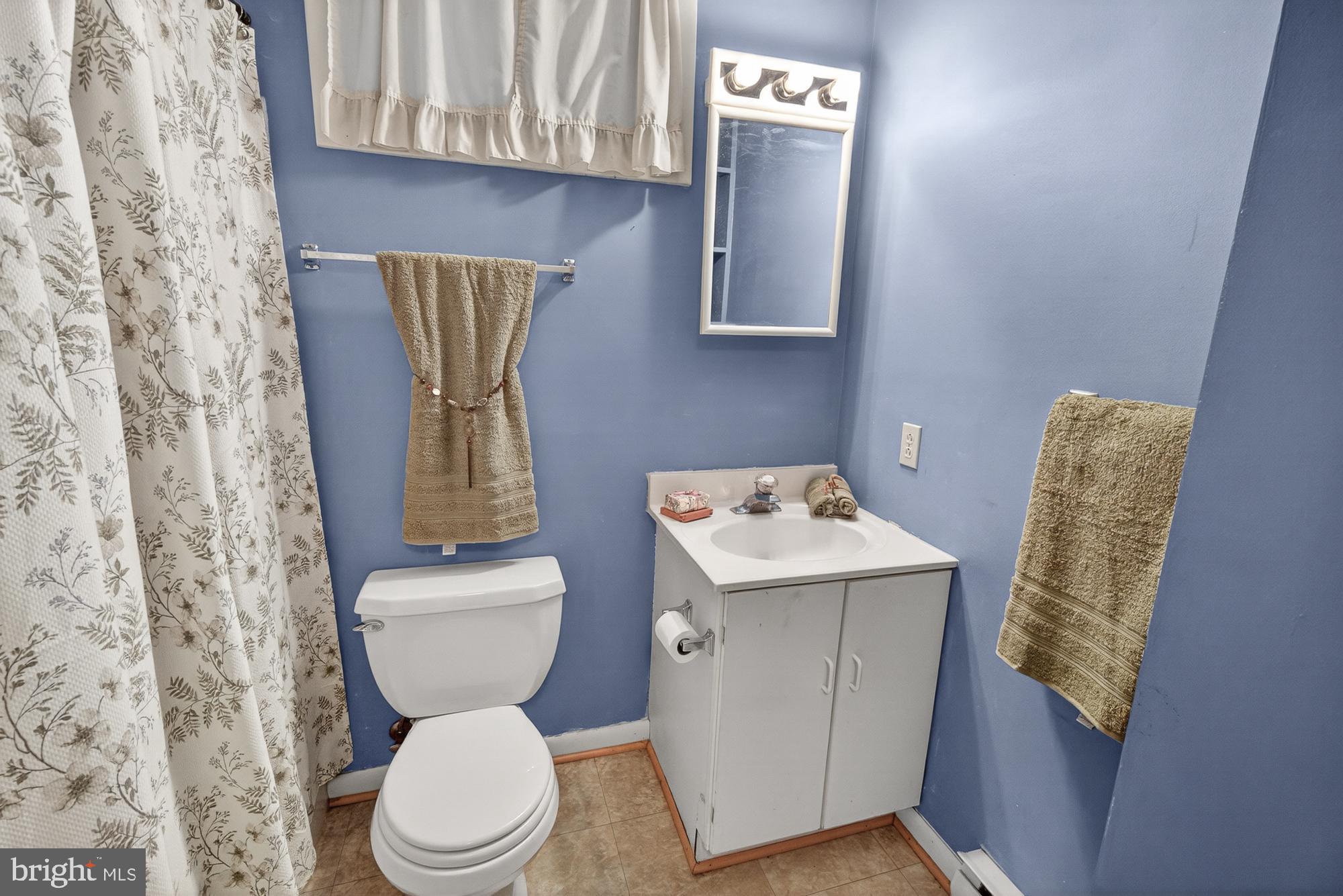 5601 Woodville Road Mount Airy, MD 21771 - Photo 40 of 54 a bathroom with a toilet sink and mirror