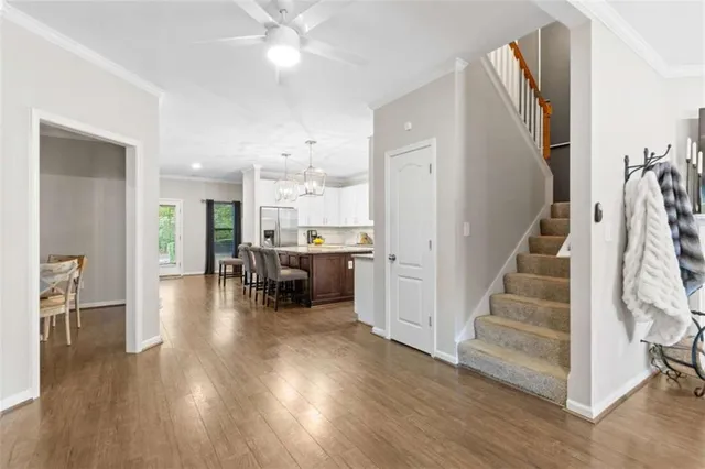 a view of a dining room and livingroom view