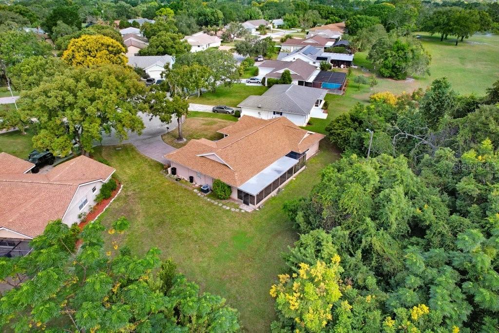 12600 Castleberry Court Bayonet Point, FL 34667 - Photo 12 of 52 an aerial view of a house with a garden and lake view