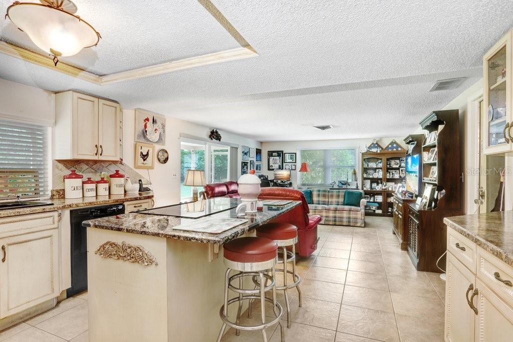 12600 Castleberry Court Bayonet Point, FL 34667 - Photo 30 of 52 a very nice looking dining room with kitchen island granite countertop a table chairs and a stove