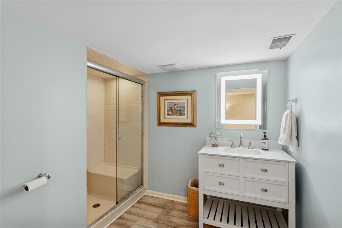 2250 Lisson Road Naperville, IL 60565 - Photo 41 of 53 a bathroom with a sink mirror and a shower