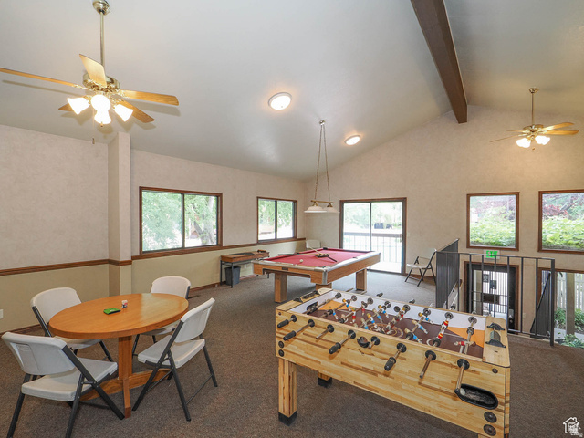 6852 Countrywoods Circle, Unit 5D Midvale, UT 84047 - Photo 42 of 50 Vaulted ceiling game room featuring recessed lighting, a ceiling fan, and multiple windows