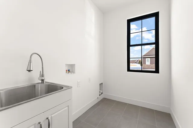 a close view of a sink and tap