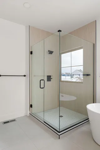 a bathroom with a shower