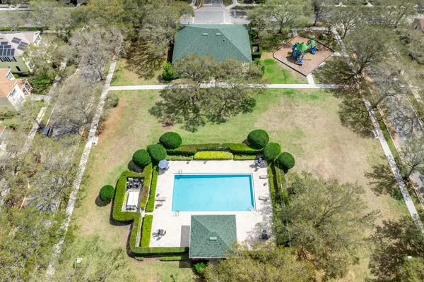 an aerial view of a house