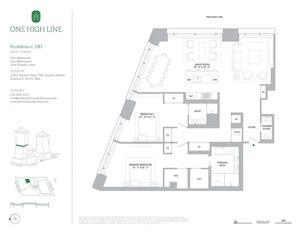 $6,425,000 | 500 West 18th Street, Unit WEST 21D | Chelsea